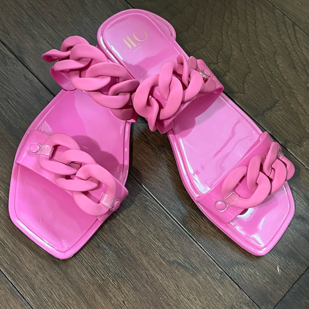 JLO Jennifer Lopez Trecha Punk Jelly Chain Sandals Slides 7